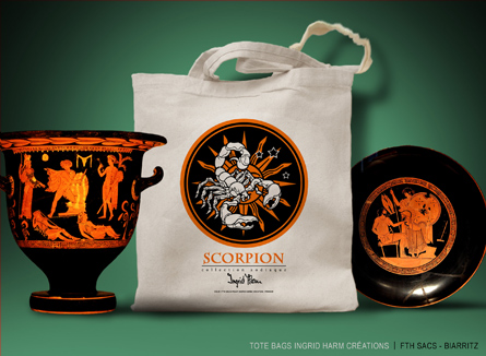 Sac Tote Bags zodiaque Ingrid Harm Biarritz
